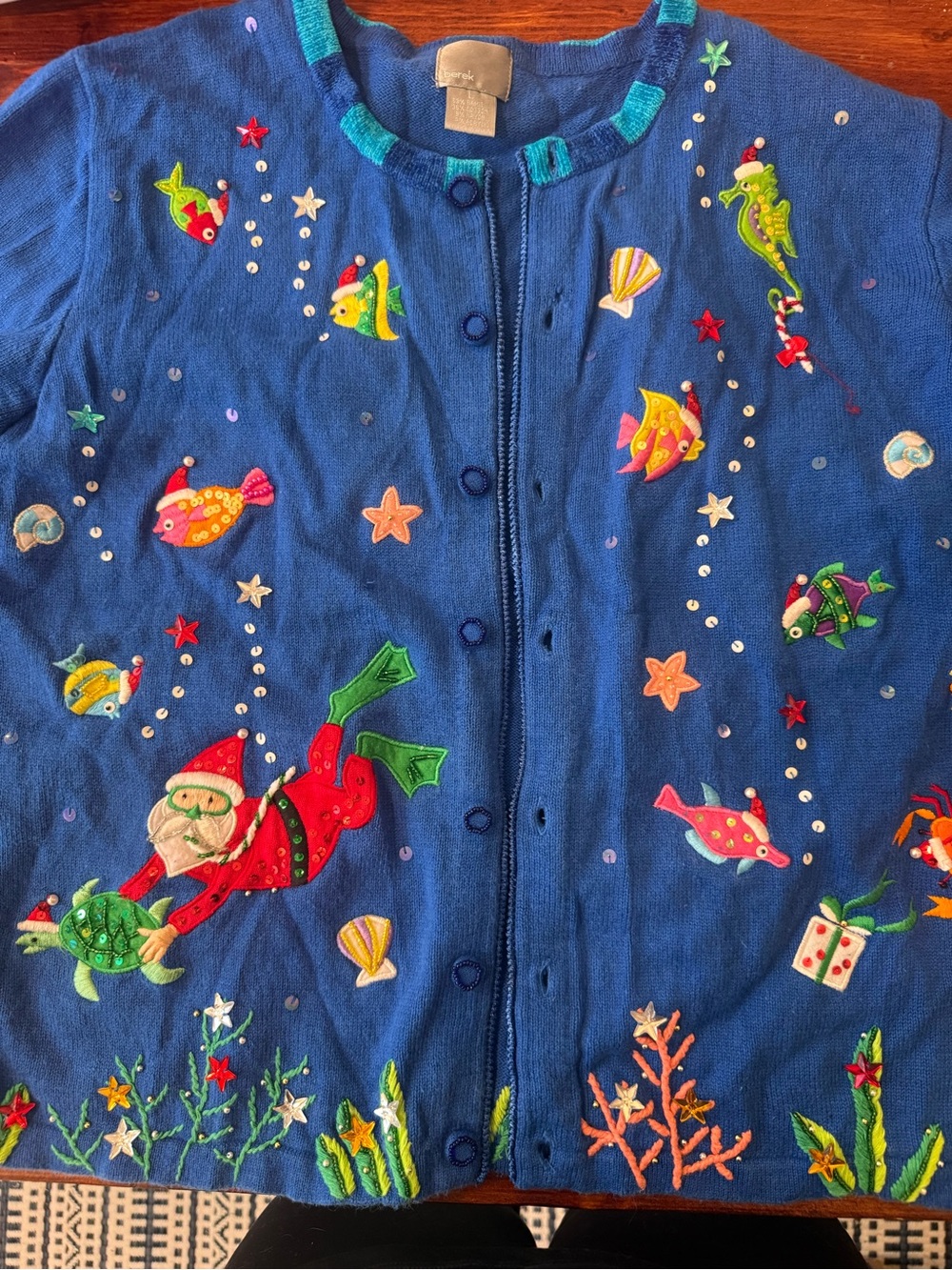 Vintage Berek ugly Christmas sweater Santa cardigan